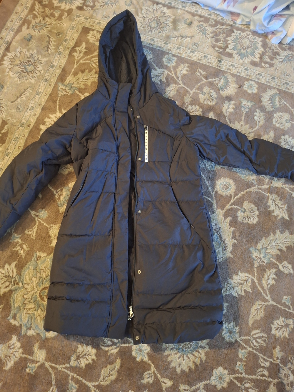 Long Hooded Puffer Coat in Black - Women's Winter Jacket